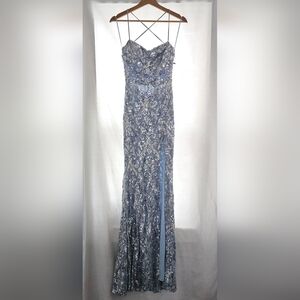 WINDSOR Priya Formal Iridescent Sequin Scroll Dress